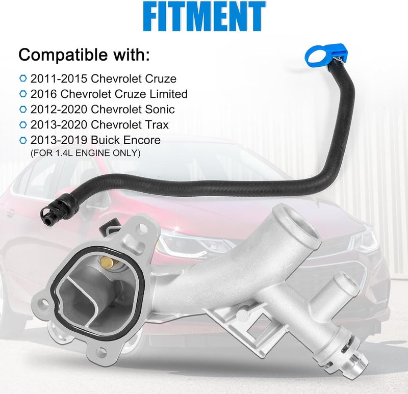 AUTOBABA 902-846 Upgraded Aluminum Engine Coolant Housing Water Outlet with Hose Compatible with Chevy Cruze 2011-2015, Sonic 2012-2020, Trax Buick Encore 2013-2019 1.4L Replace# 25193922 55565334 - Image 2